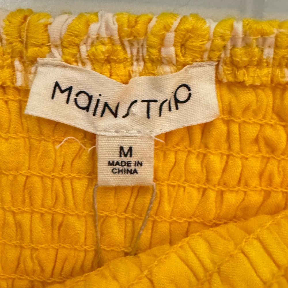 Main Strip Yellow and White Patterned Crop Top and skirt medium. NWT - Picture 3 of 9